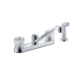 Glacier Bay Aragon 2-Handle Standard Kitchen Faucet in Chrome with White Side Sprayer