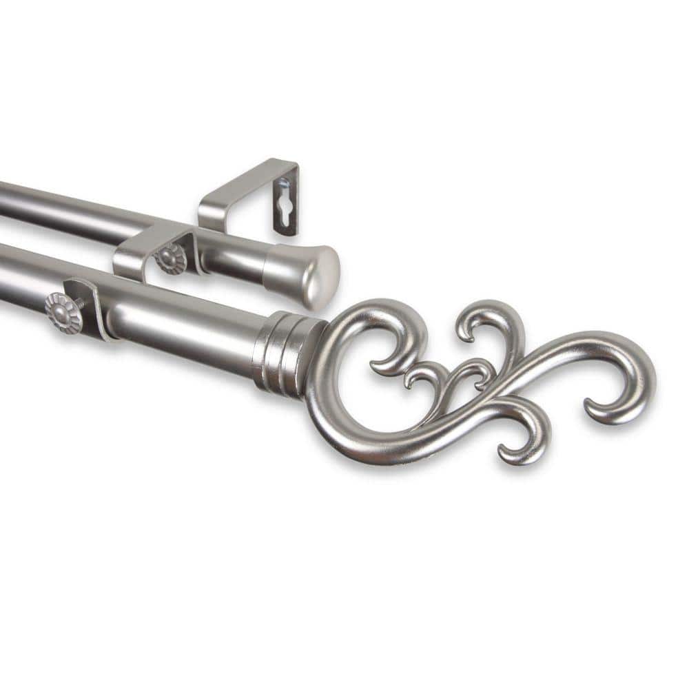 28 in. - 48 in. Telescoping 1 in. Double Curtain Rod Kit in Satin Nickel with Madeline Finial price history on PriceWatchPro