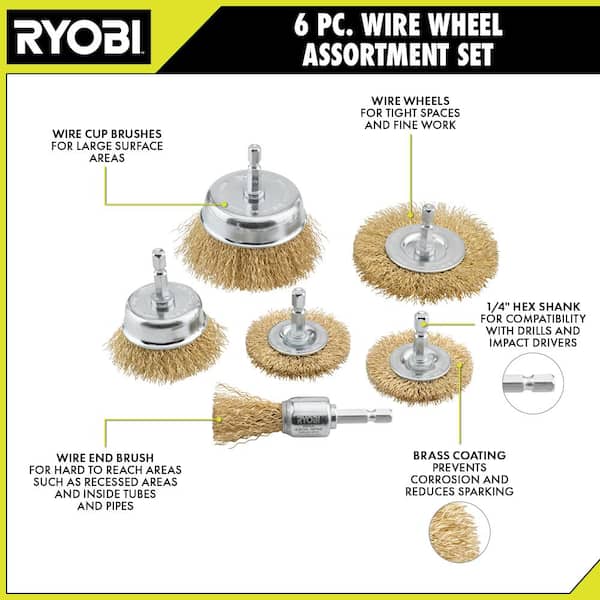 RYOBI Wire Wheel Assortment Set (6-Piece) A72601 - The Home Depot