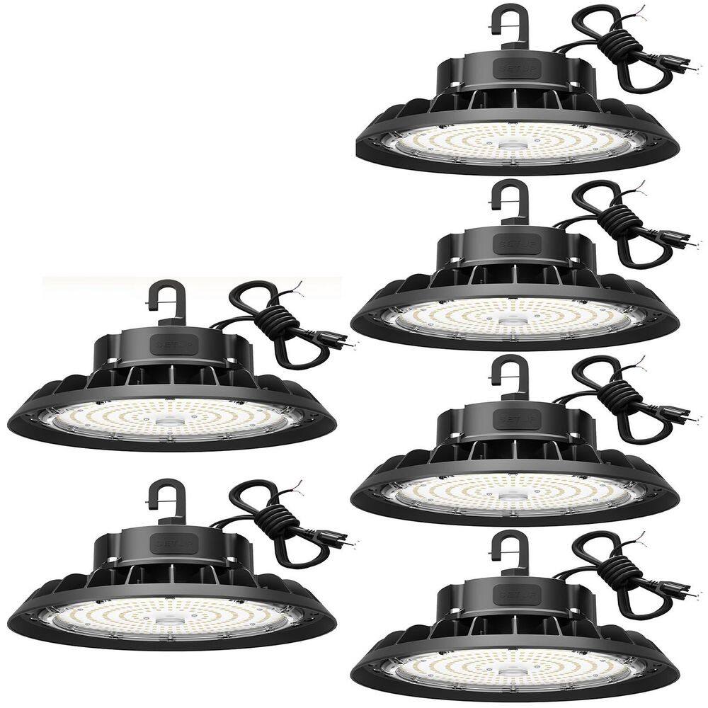 6-Pack 5 ft. 200-Watt Equivalent Integrated LED Dimmable Black High Bay Light with US Plug, Hanging Hook, Safe Rope price history on PriceWatchPro
