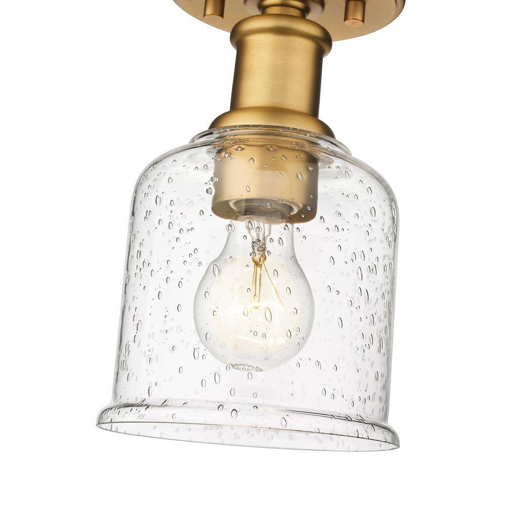 Heritage Brass and Clear Glass Globe Flush Mount Light