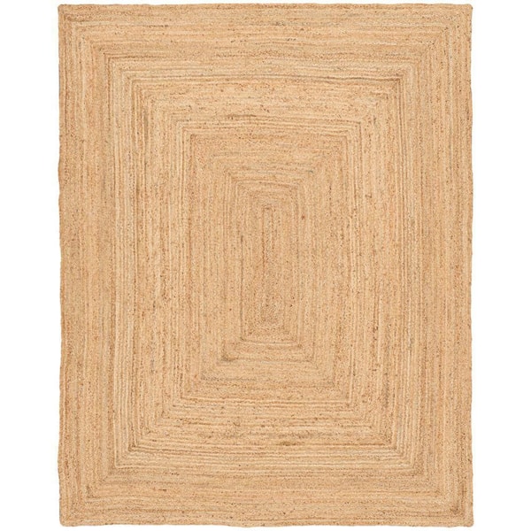 Natural Jute Natural 8 ft. x 10 ft. Solid Contemporary Area Rug