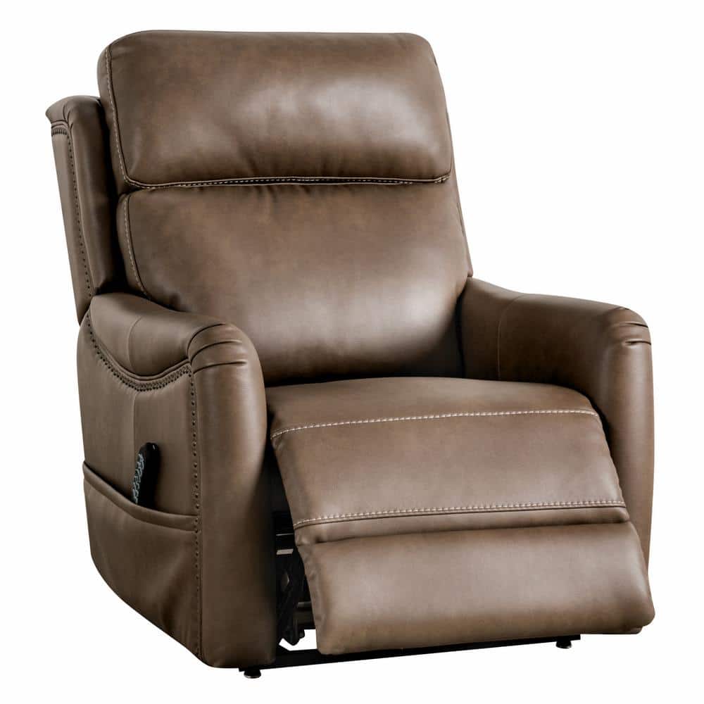 Furniture of America Starbright Brown Faux Leather Powered Lift Chair Recliner With Zone Heating and Patented Footrest Extension