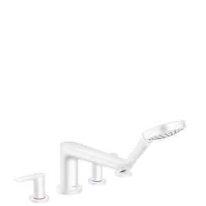 Talis E 2-Handle Deck Mount Roman Tub Faucet with Hand Shower in Matte White