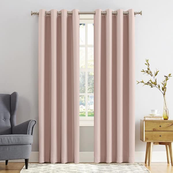 Saxon Energy Saving Blush Polyester 54 in. W x 84 in. L Grommet Blackout Curtain (Single Panel)