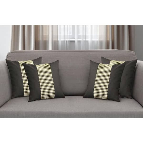 Set Of 4 Black And Yellow Houndstooth Pillow Covers Set Of 4 Black And Yellow Houndstooth Pillow Covers