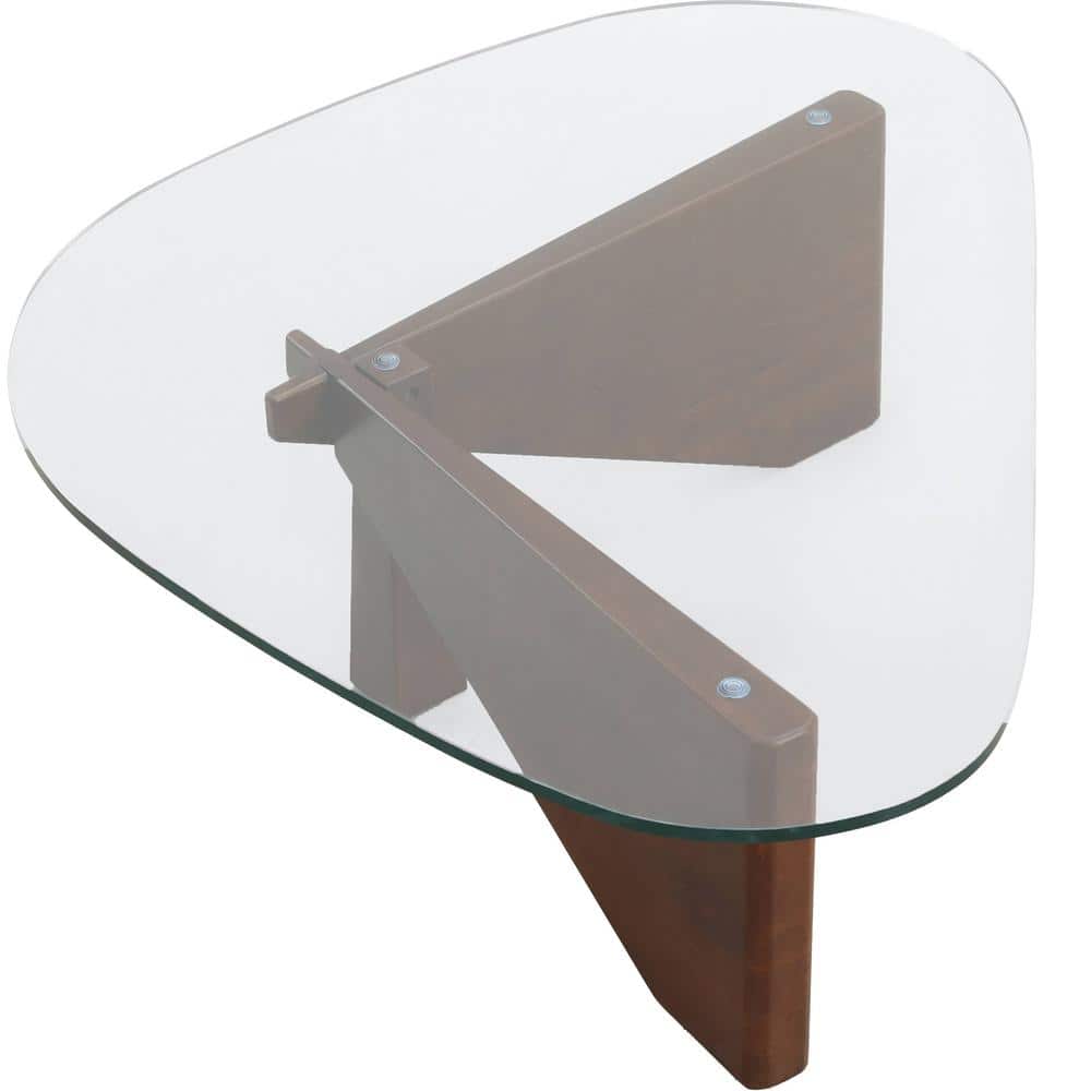 Imperial Dark Walnut Triangular Coffee Table with Glass Top