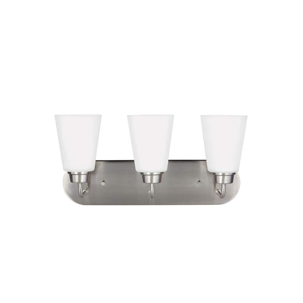 Elegant Brushed Nickel 3-Light Bath Sconce with Satin Etched Glass