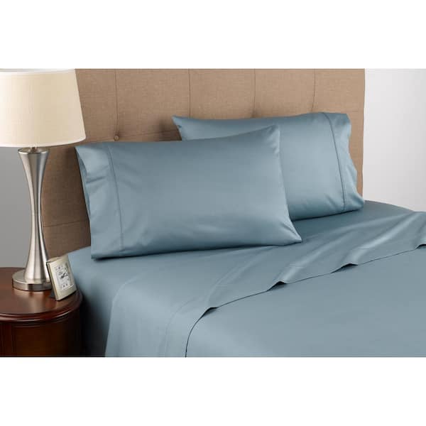 Modern Living 4-Piece Blue Mist Solid 300 Thread Count Cotton King Sheet Set