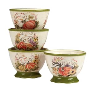 Harvest Morning 18 fl. oz. Assorted Colors Earthenware Dessert Bowls (Set of 4)