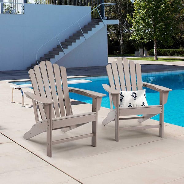 Wateday Outdoor Brown Reclining Wood Adirondack Chair (2-Pack) PF ...