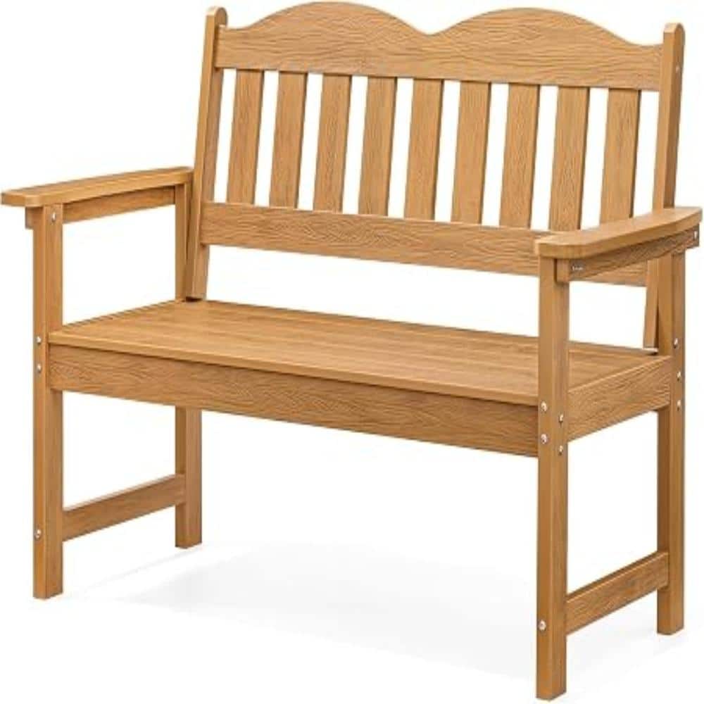 2-Person Poly Lumber Garden Bench, All-Weather Slatted Patio Loveseat, HDPE Outdoor Seating for Porch Backyard price history on PriceWatchPro