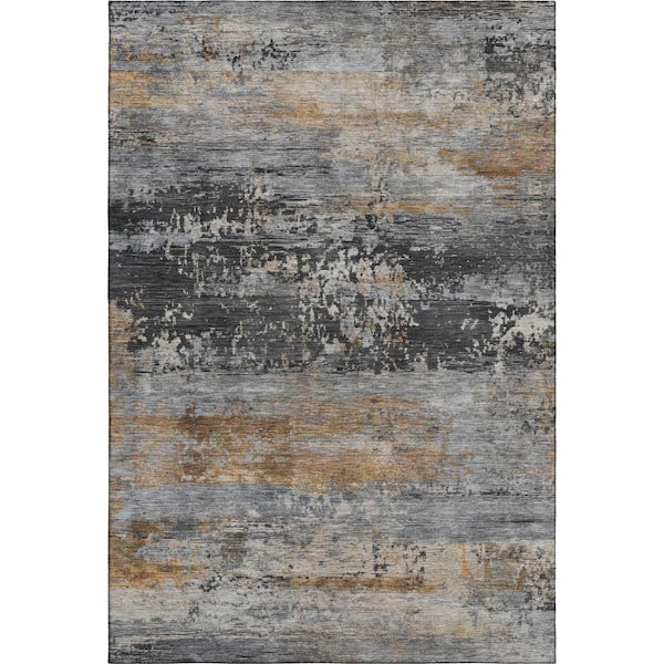 Mayfield Premium Machine Washable Abstract AMF2146 Gray 5 ft. x 7 ft. 6 in. Area Rug