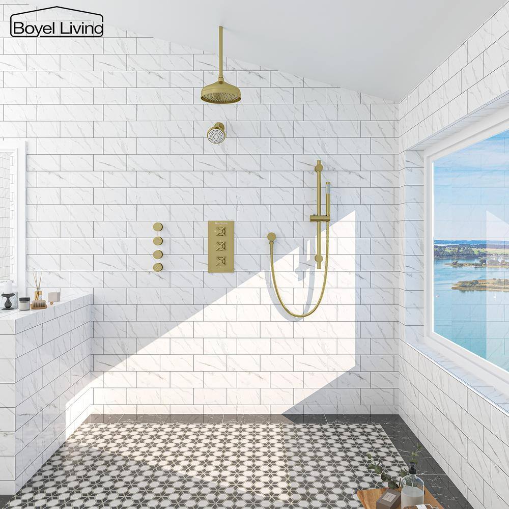Brushed Gold Dual Rain and Handheld Shower System