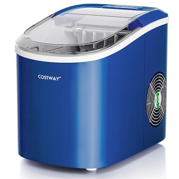 Costway 9.5 in. 27 lb. Portable Ice Maker Machine Countertop Automatic in Blue