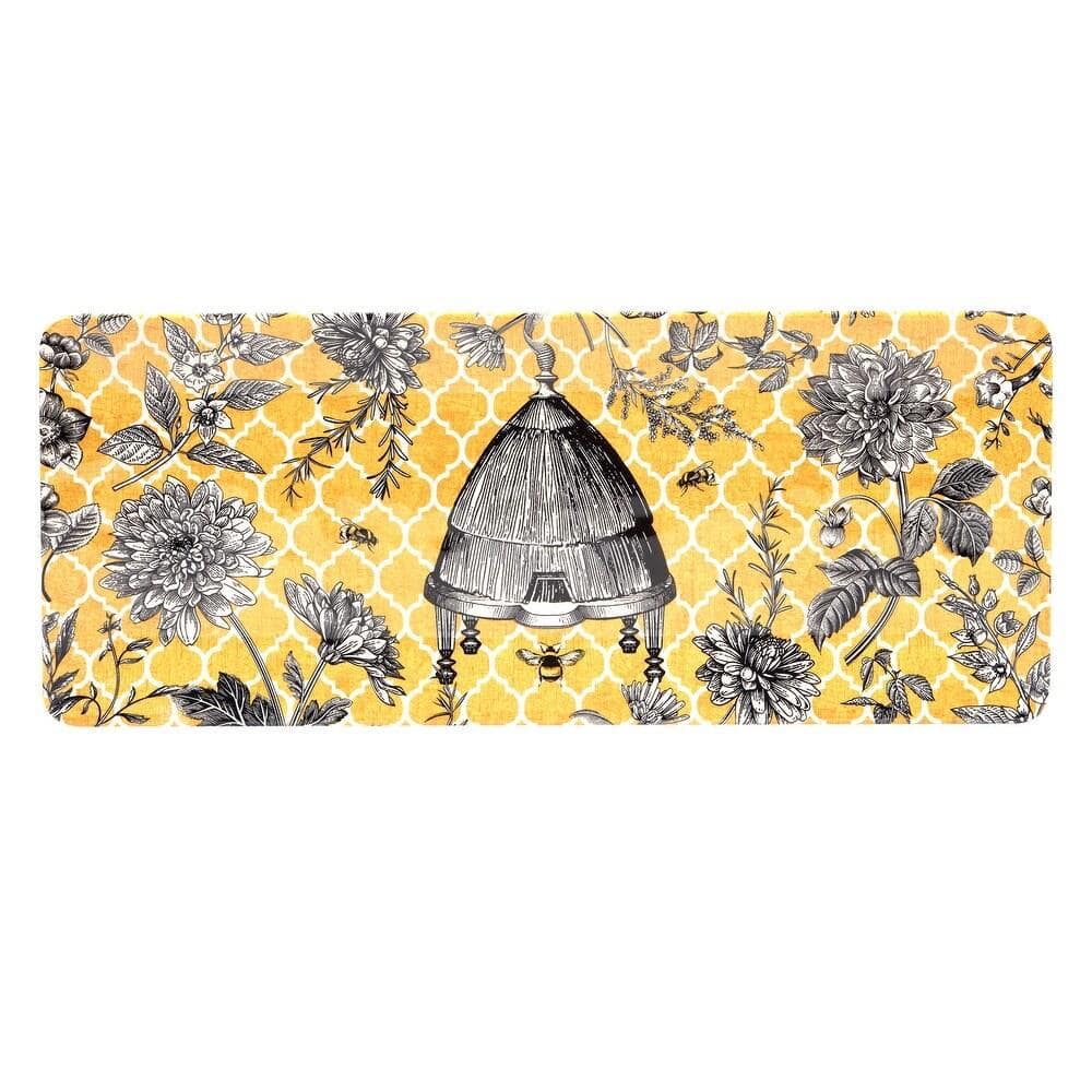 French Bees Yellow and Black Melamine Rectangular Platter Set