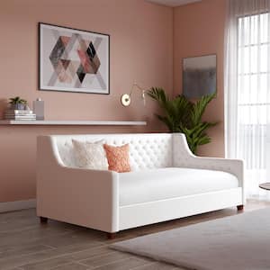 Jenna White Faux Leather Upholstered Twin Daybed