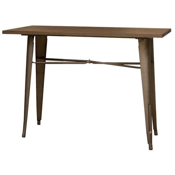 AmeriHome Metal and Wood 47.25 in. Rectangle, Dark Elm Wood with Gunmetal Frame Bar Table (Seats 4)