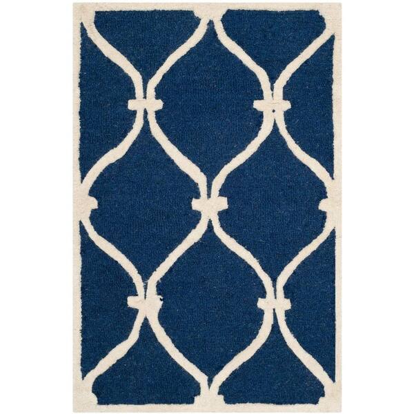 SAFAVIEH Cambridge Navy/Ivory 3 ft. x 5 ft. Border Knotted Geometric Area Rug