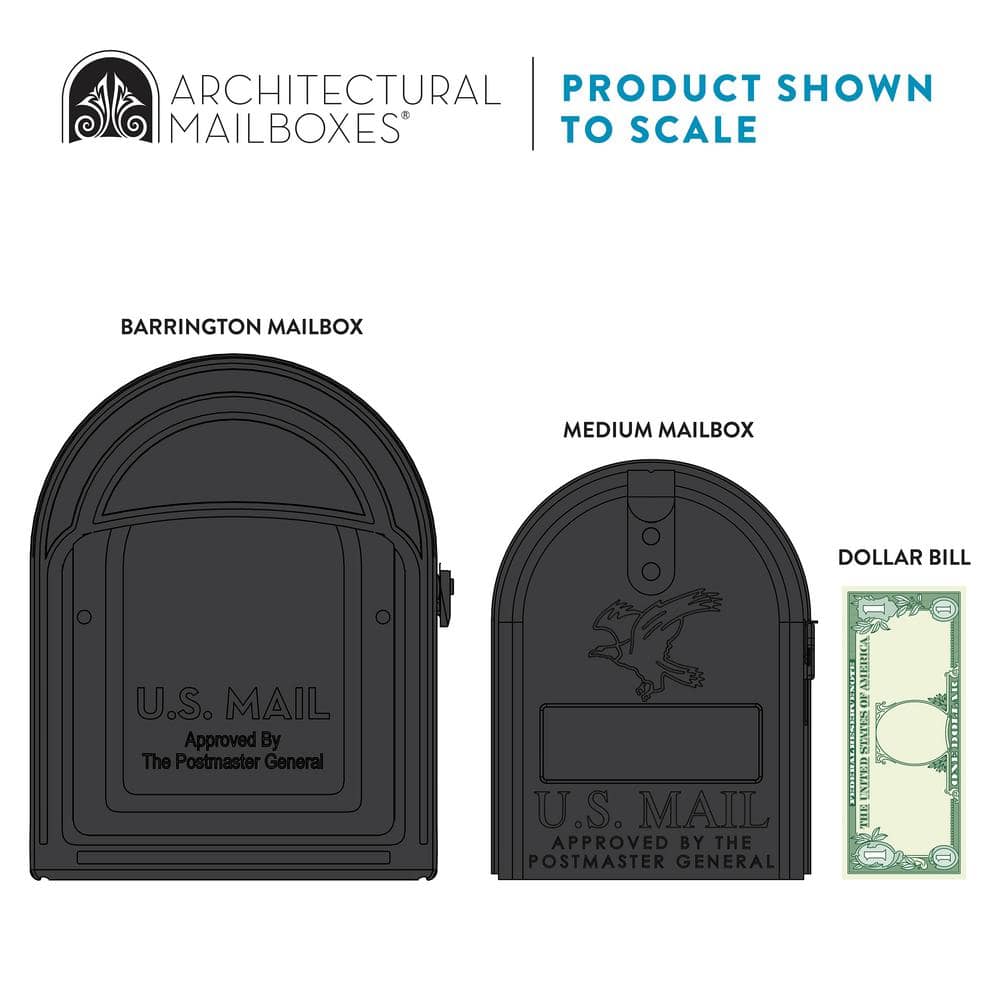 Barrington Black Medium Steel Post Mount Mailbox