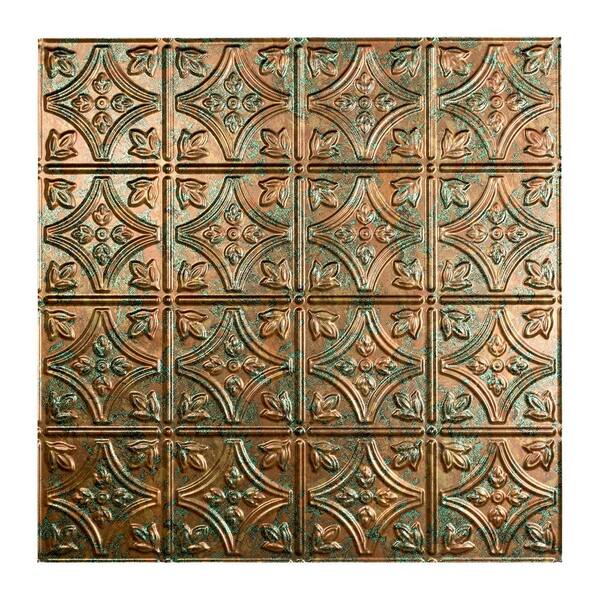 Fasade Traditional Style #1 2 ft. x 2 ft. Vinyl Lay-In Ceiling Tile in Copper Fantasy