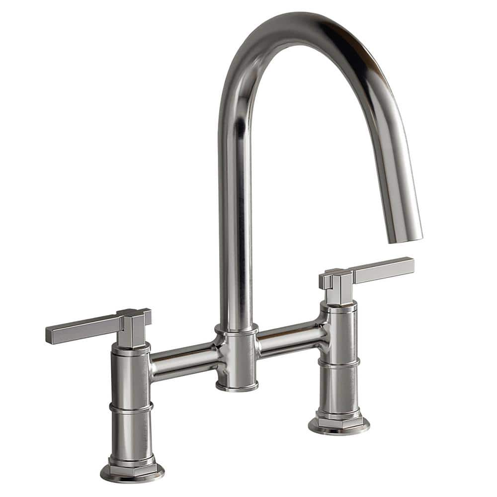 Double Handle Bridge Kitchen Faucet in Polished Chrome