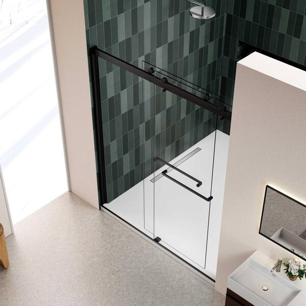 ZXDDMS 56 in.-60 in. W x 74 in. H Sliding Smi-Frameless Shower