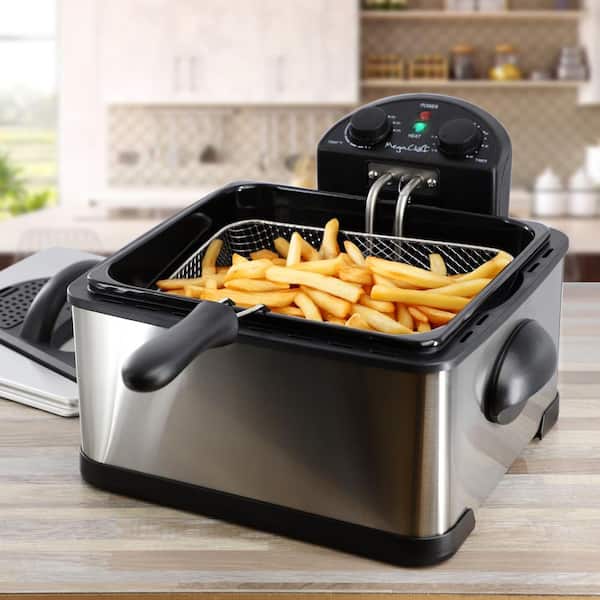 MegaChef 4.23 qt. Stainless Steel Electric Deep Fryer with Timer
