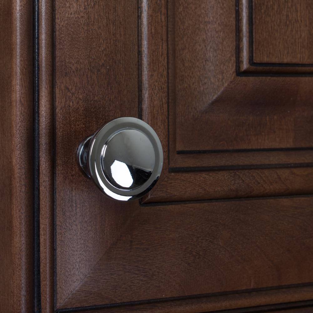 Polished Chrome Round Cabinet Knob with Mounting Hardware