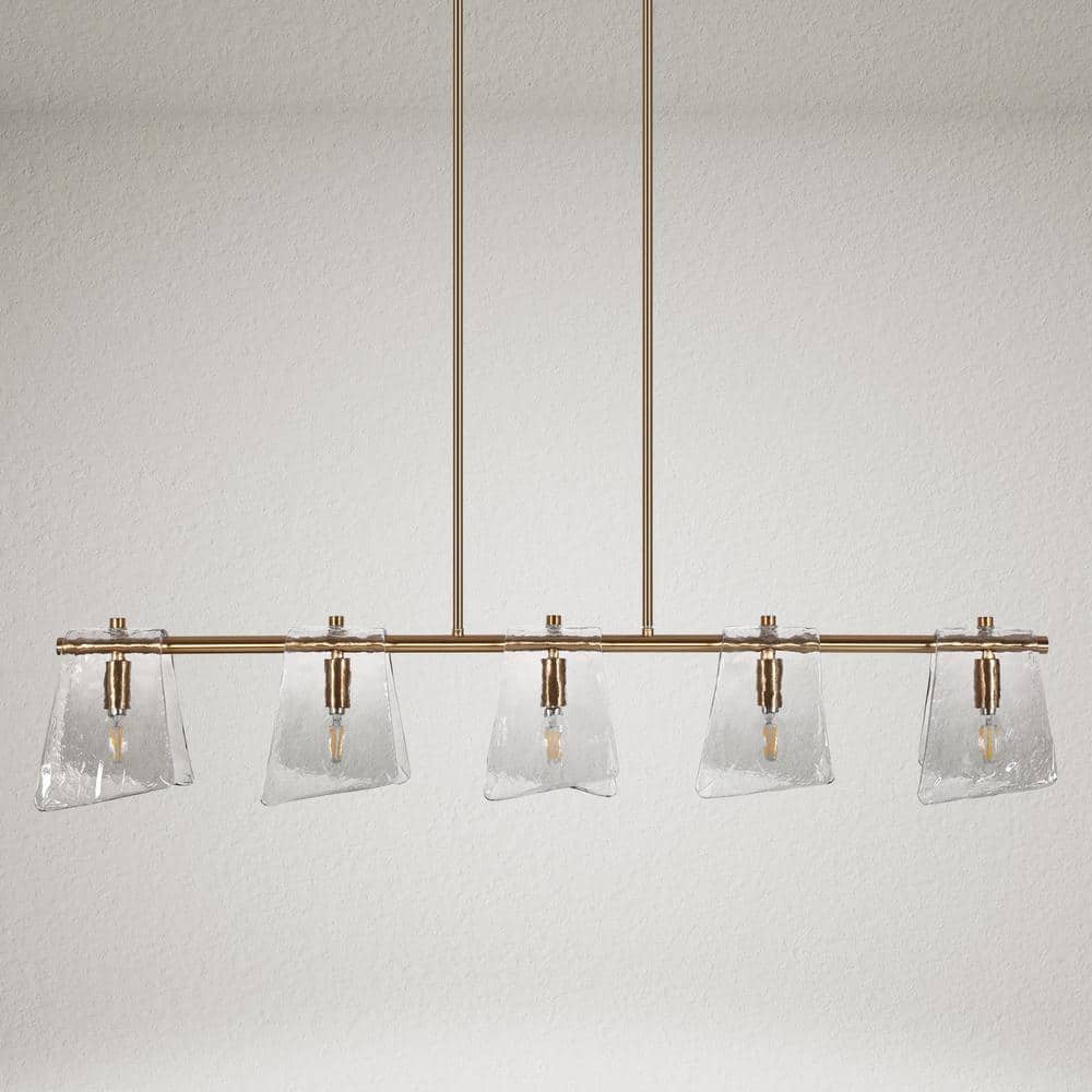 41.5" Gold and Smoky Gray Glass Linear Chandelier
