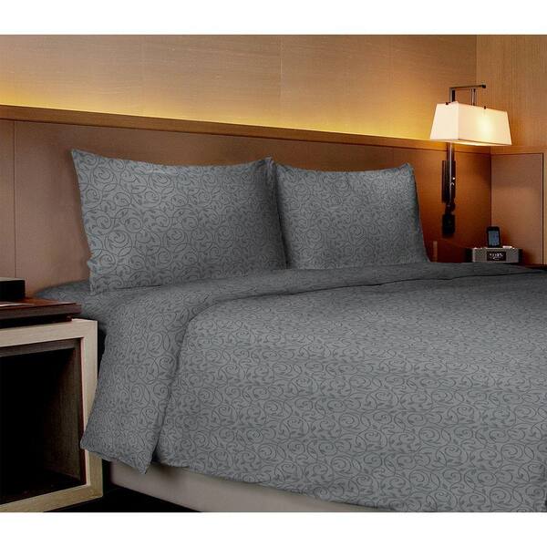 Home Dynamix Willow Collection Vines Gray King Sheet Set (4-Piece)
