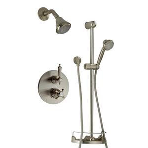 Ornellaia 3-Spray Thermostatic Wall Bar Shower Kit with Shower Faucet and Hand Shower in Brushed Nickel