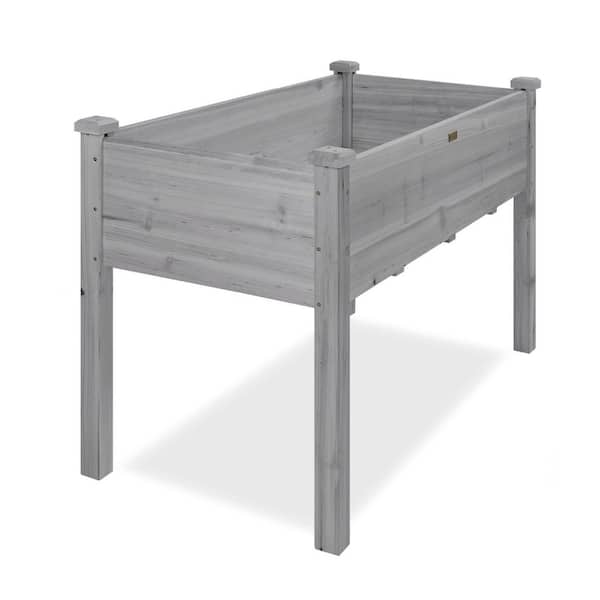 Unbranded 48 in. L x 23 in. W x 30 in. H Gray Wood Raised Garden Bed with Foot Caps