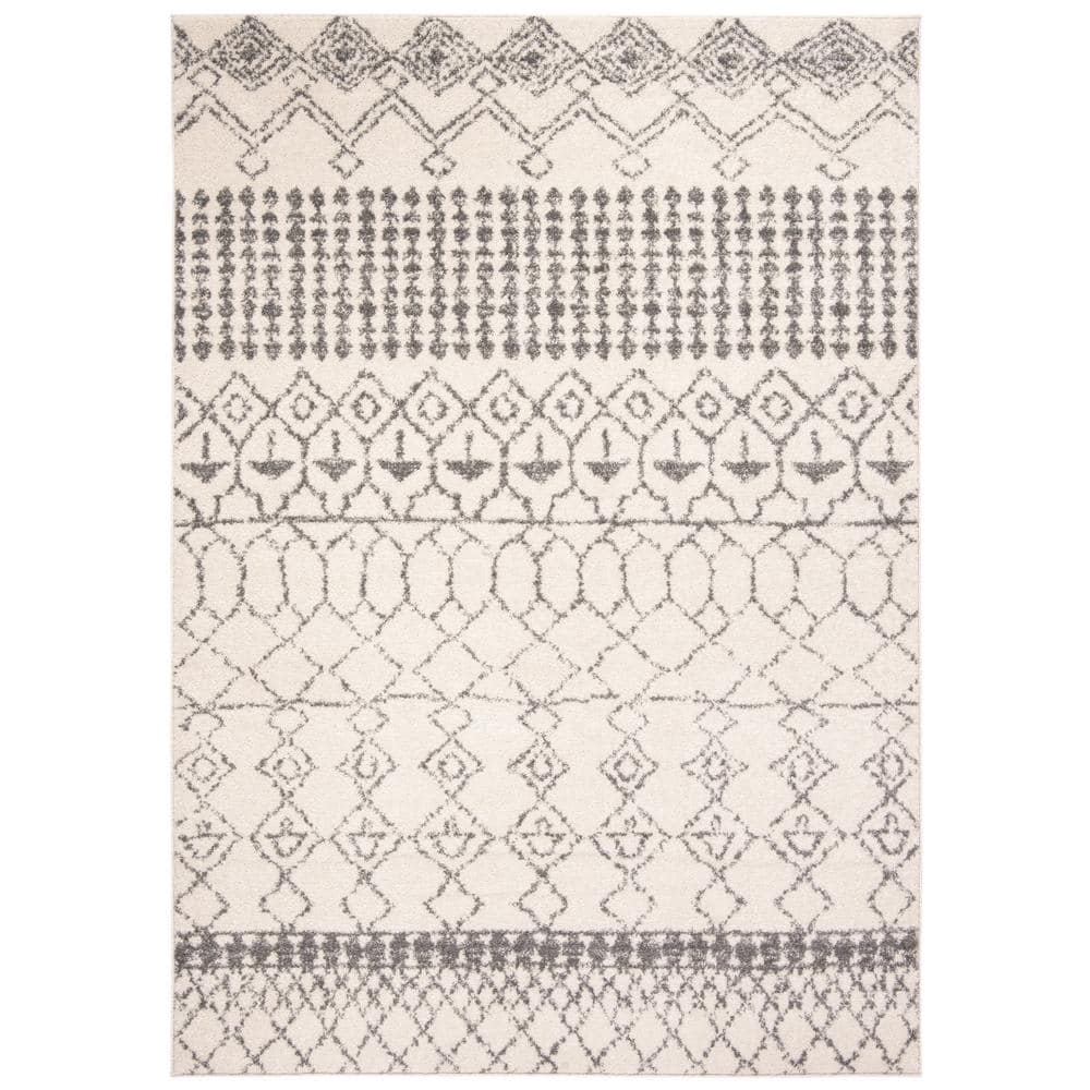 SAFAVIEH Tulum Ivory/Gray 6 ft. x 9 ft. Geometric Diamond Tribal Area ...