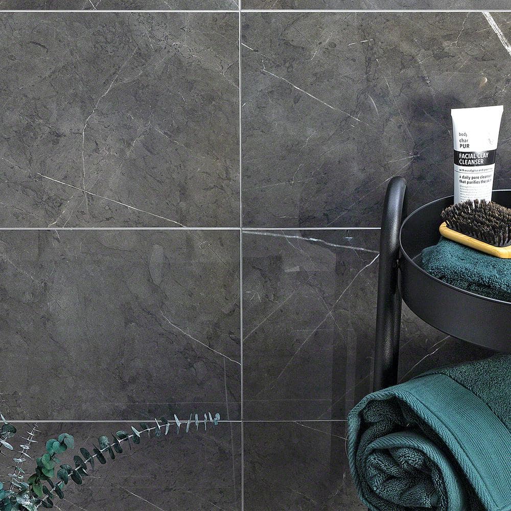 Grace Dark Gray Polished Large Format Porcelain Tile
