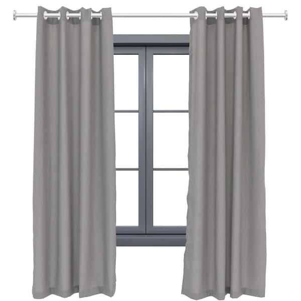 Sunnydaze 2 Indoor/Outdoor Curtain Panels with Grommet Top - 52 x 84 in (1.32 x 2.13 m) - Gray