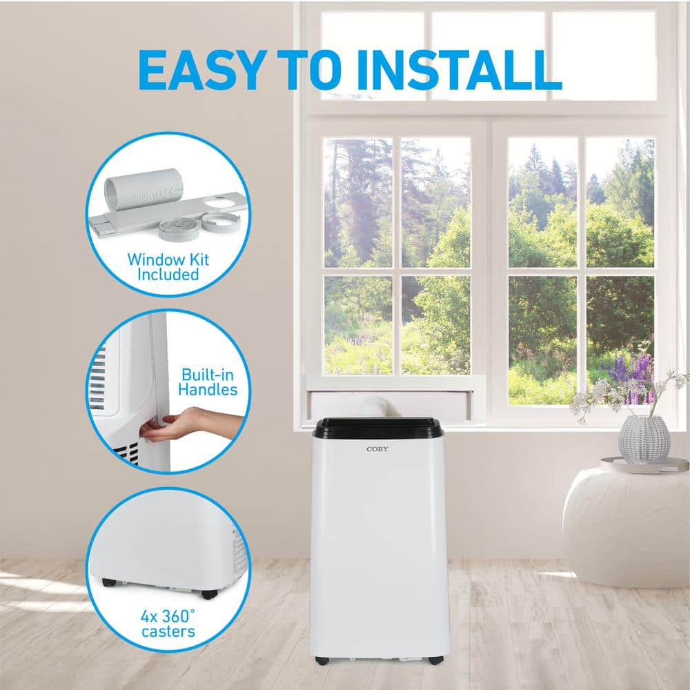 Coby 12,000 BTU White Portable Air Conditioner with Heater and Remote