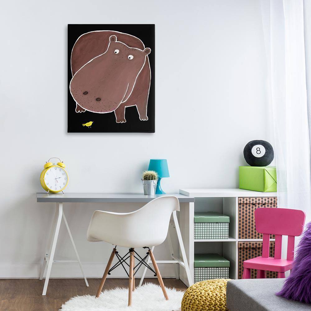 Hippo and Bird on Black by Carla Daly Unframed Animal Graphic Art Print 40 in. x 30 in. price history on PriceWatchPro