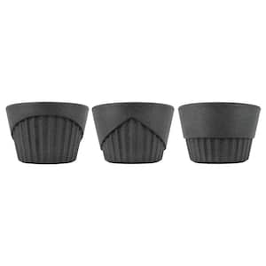 5 in. Plastic Plant Pot (Black Granite Color) Vitoria (Set of 3)