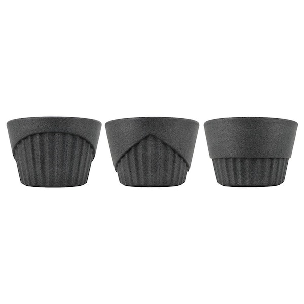 FLORIDIS 5 in. Plastic Plant Pot (Black Granite Color) Vitoria (Set of 3)
