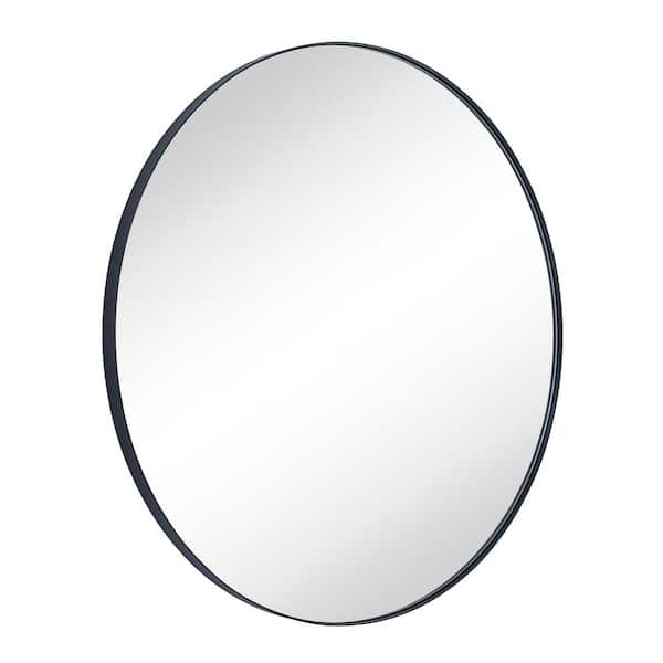 Yolanta 36 in. W x 36 in. H Circular Round Stainless Steel Framed Wall Mounted Bathroom Vanity Mirror in Matt Black