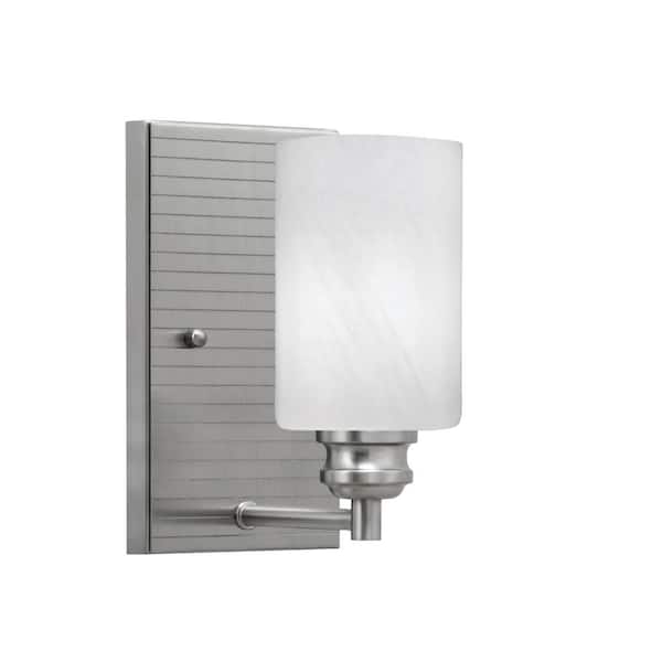 Albany 4.75 in. 1 Light 1 Light Wall Sconce Brushed Nickel with 4 in. White Marble Glass Shade