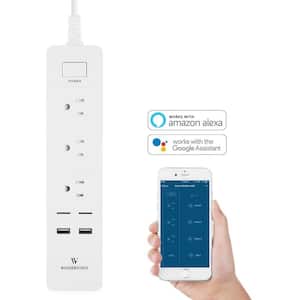Wi-Fi Controlled Smart Power Strip - 3 Outlets + 2 USB Ports Compatible with Alexa and Google Assistant