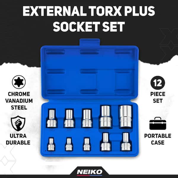 NEIKO External Torx Plus Socket Set, EP6-EP24, Cr-V Steel, 1/4,3/8