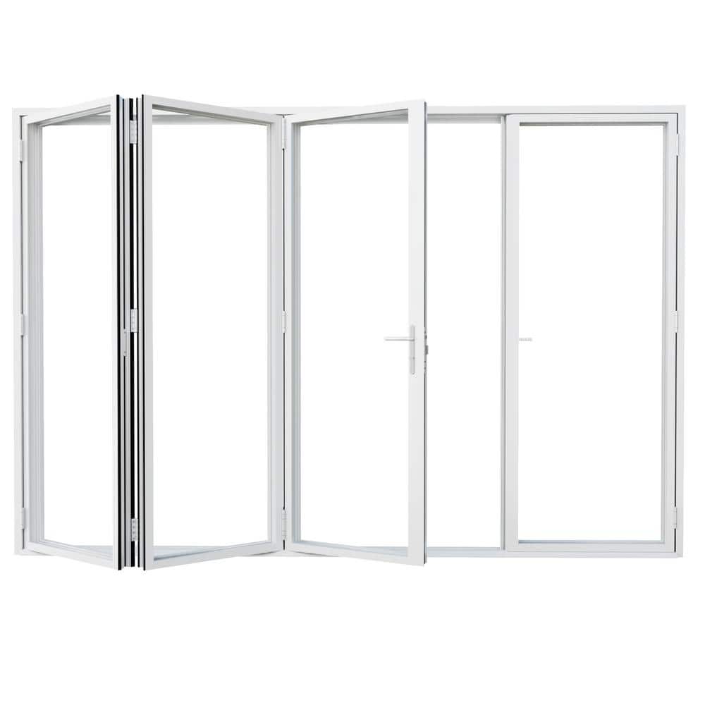 138 in. x 80 in. Left Swing/Outswing Double Tempered Glass White Aluminum Folding Patio Door price history on PriceWatchPro