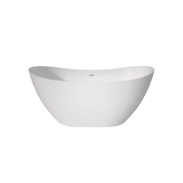60 in. x 29 in. Acrylic Flatbottom Freestanding Soaking Bathtub in White