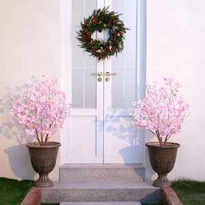 3 ft. Artificial Pink Dogwood Flowers with Pink Faux Flowers Indoor Outdoor for Home Decor Garden of 2