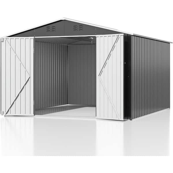 NETAJE 10 ft W x 10 ft D Metal Outdoor Storage Shed with Sturdy