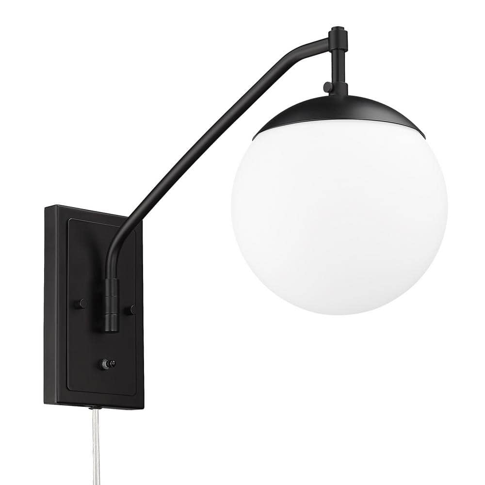 Matte Black and White Articulating Swing Arm Wall Sconce