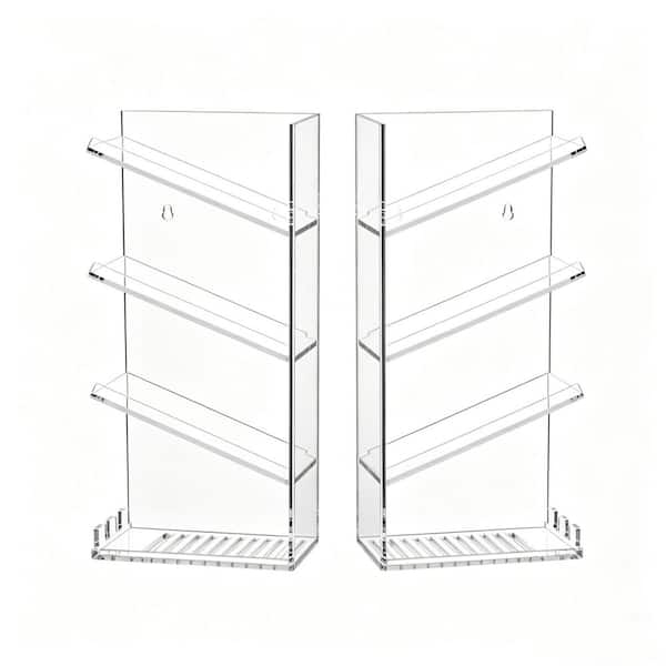 Acrylic Bathroom Organizer Caddy in Clear, Clear Shampoo Holder Wall Mounted, Shower Organizer with Suction Cup